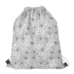 White And Black Spider Web Pattern Print Drawstring Bag