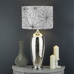 White And Black Spider Web Pattern Print Drum Lamp Shade