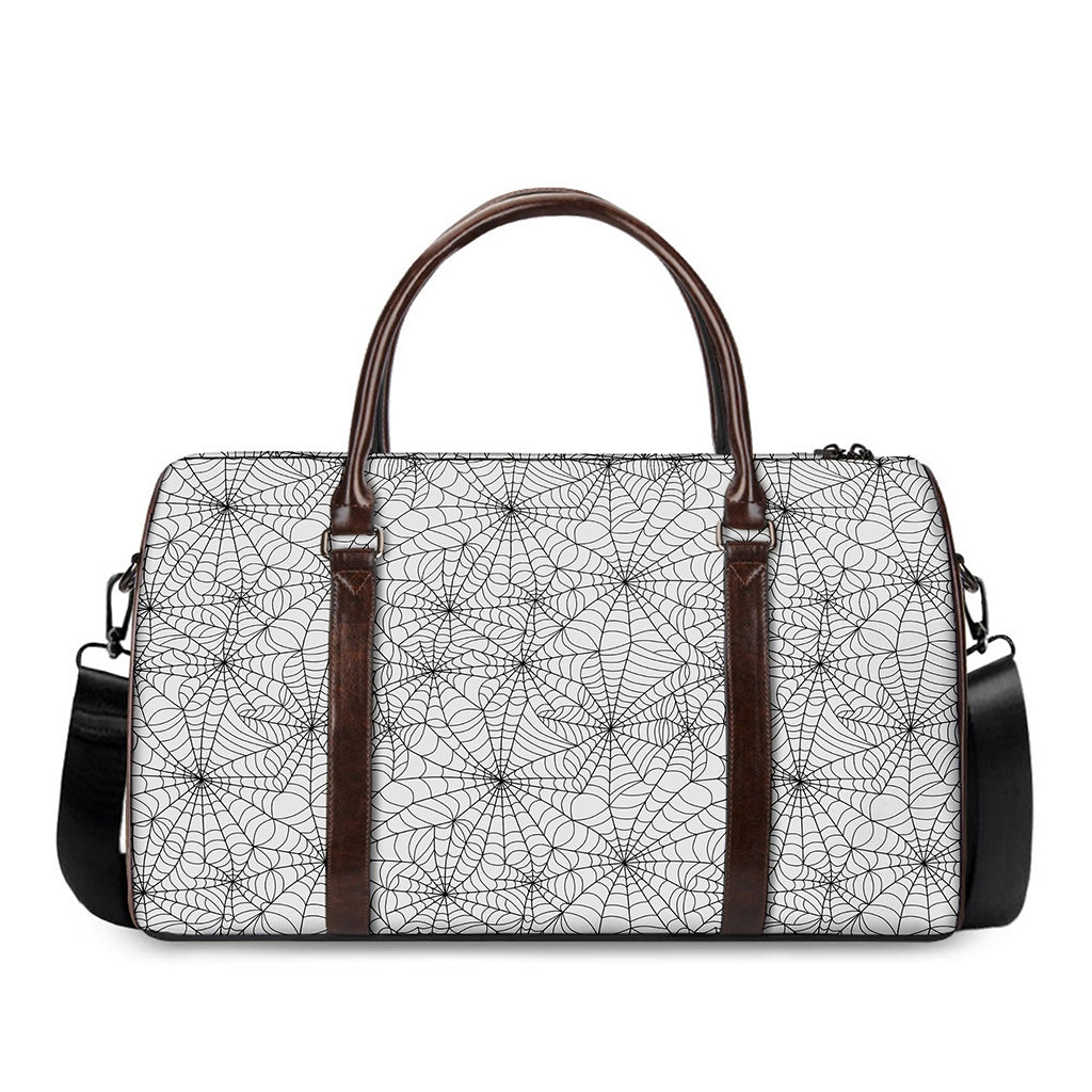 White And Black Spider Web Pattern Print Duffle Bag
