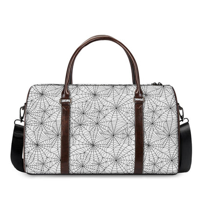 White And Black Spider Web Pattern Print Duffle Bag