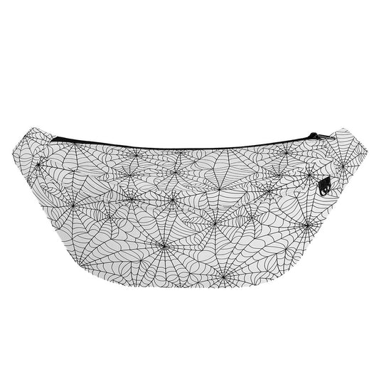 White And Black Spider Web Pattern Print Fanny Pack