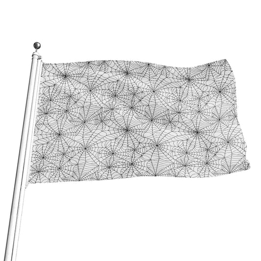 White And Black Spider Web Pattern Print Flag