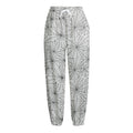 White And Black Spider Web Pattern Print Fleece Lined Knit Pants