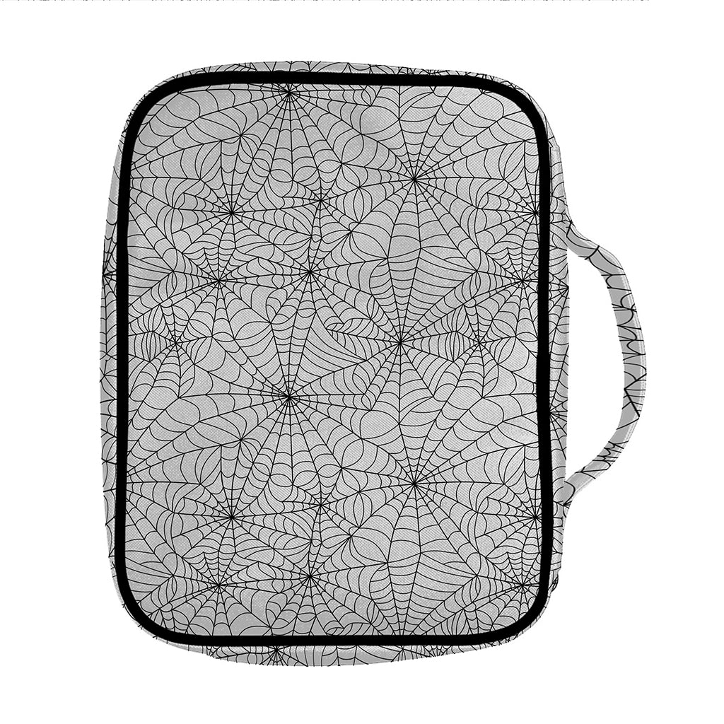 White And Black Spider Web Pattern Print Front Pocket Bible Bag