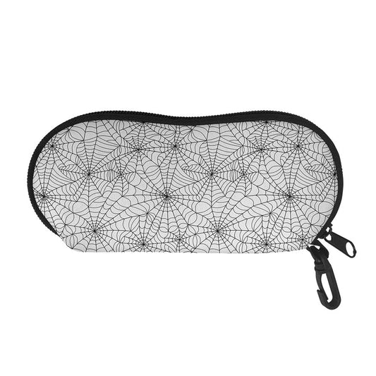 White And Black Spider Web Pattern Print Glasses Case