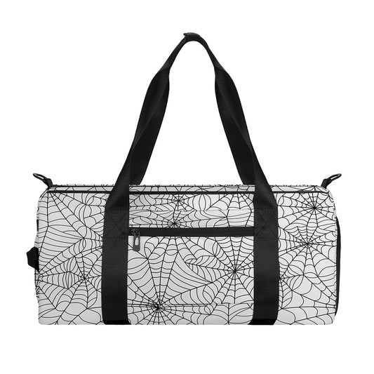 White And Black Spider Web Pattern Print Gym Bag