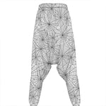 White And Black Spider Web Pattern Print Hammer Pants