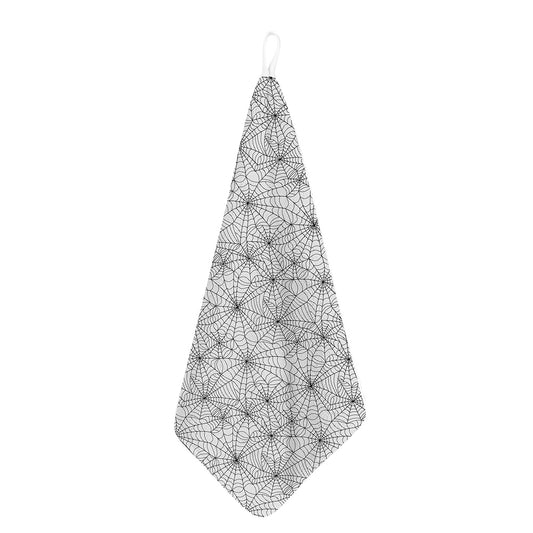 White And Black Spider Web Pattern Print Hand Towel
