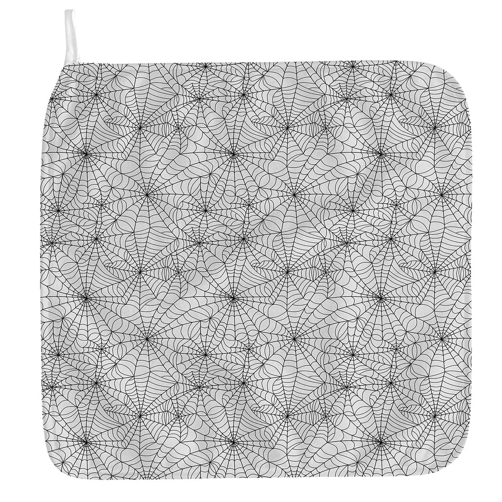 White And Black Spider Web Pattern Print Hand Towel