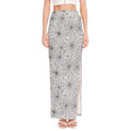 White And Black Spider Web Pattern Print High Slit Maxi Skirt