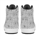 White And Black Spider Web Pattern Print High Top Leather Sneakers