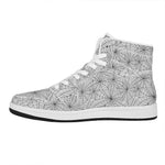 White And Black Spider Web Pattern Print High Top Leather Sneakers