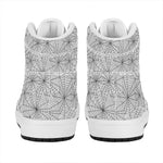 White And Black Spider Web Pattern Print High Top Leather Sneakers