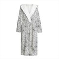 White And Black Spider Web Pattern Print Hooded Bathrobe