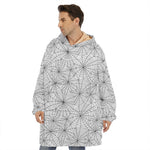 White And Black Spider Web Pattern Print Hoodie Blanket