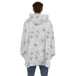 White And Black Spider Web Pattern Print Hoodie Blanket