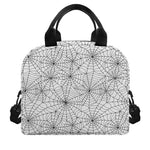 White And Black Spider Web Pattern Print Insulated Lunch Bag