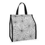 White And Black Spider Web Pattern Print Insulated Lunch Tote