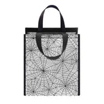 White And Black Spider Web Pattern Print Insulated Lunch Tote
