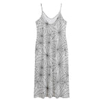 White And Black Spider Web Pattern Print Jersey Midi Cami Dress