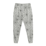 White And Black Spider Web Pattern Print Jogger Pants