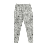 White And Black Spider Web Pattern Print Jogger Pants