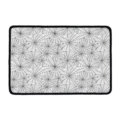 White And Black Spider Web Pattern Print Kitchen Mat