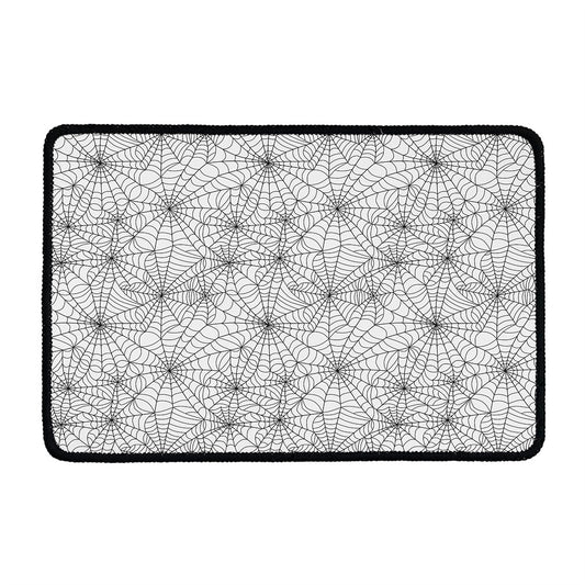 White And Black Spider Web Pattern Print Kitchen Mat