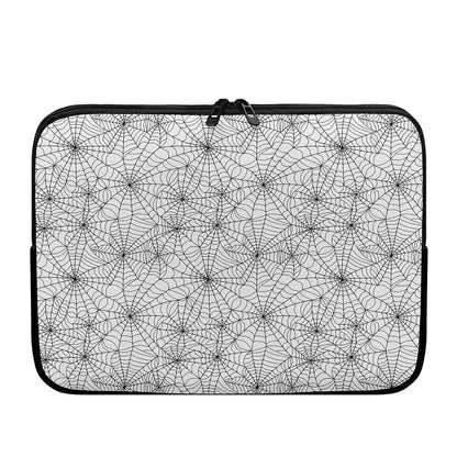 White And Black Spider Web Pattern Print Laptop Sleeve