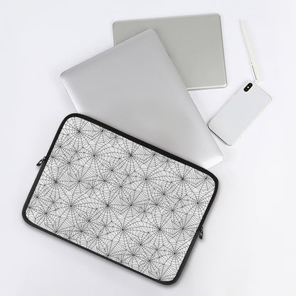 White And Black Spider Web Pattern Print Laptop Sleeve