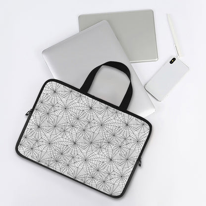 White And Black Spider Web Pattern Print Laptop Sleeve With Handle