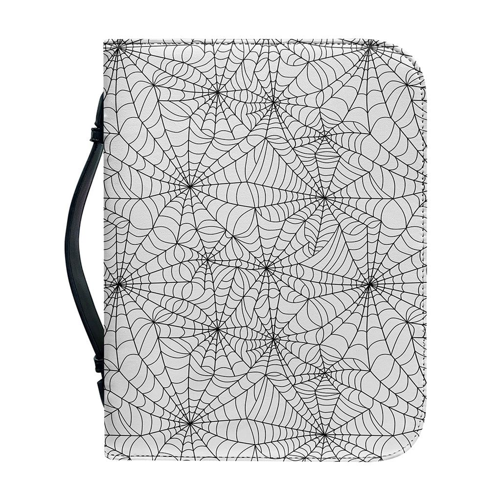 White And Black Spider Web Pattern Print Leather Bible Cover