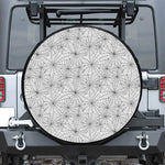 White And Black Spider Web Pattern Print Leather Spare Tire Cover