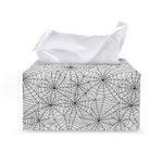 White And Black Spider Web Pattern Print Leather Tissue Box Cover
