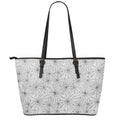 White And Black Spider Web Pattern Print Leather Tote Bag With Zipper