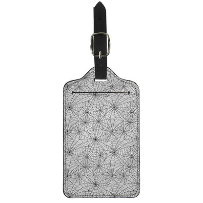 White And Black Spider Web Pattern Print Luggage Tag