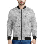 White And Black Spider Web Pattern Print Men's Bomber Jacket