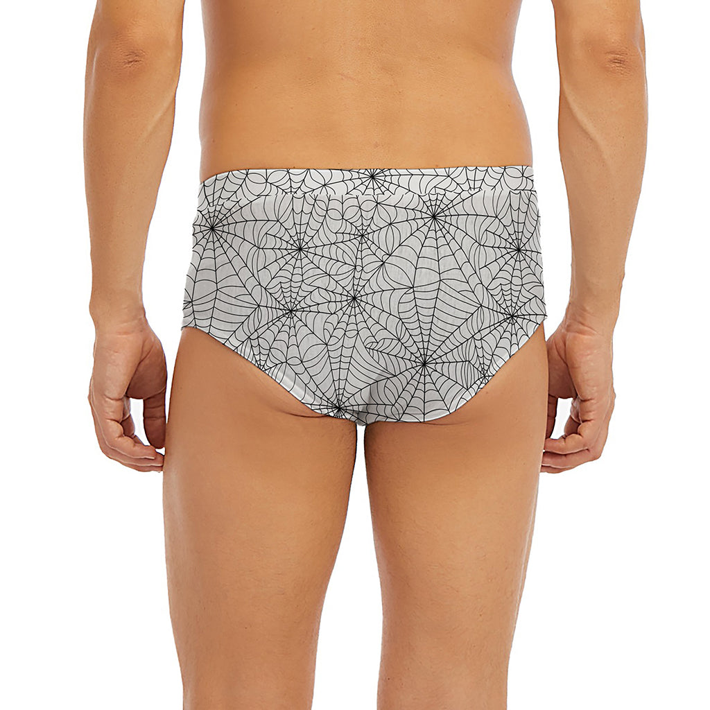 White And Black Spider Web Pattern Print Men's Briefs