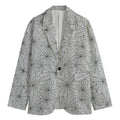 White And Black Spider Web Pattern Print Men's Cotton Blazer
