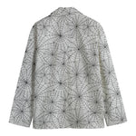 White And Black Spider Web Pattern Print Men's Cotton Blazer