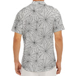 White And Black Spider Web Pattern Print Men's Deep V-Neck Shirt