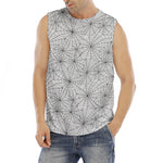 White And Black Spider Web Pattern Print Men's Fitness Tank Top