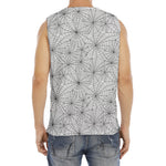 White And Black Spider Web Pattern Print Men's Fitness Tank Top