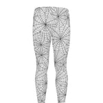 White And Black Spider Web Pattern Print Men's leggings