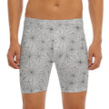 White And Black Spider Web Pattern Print Men's Long Boxer Briefs