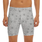 White And Black Spider Web Pattern Print Men's Long Boxer Briefs