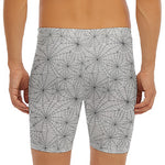 White And Black Spider Web Pattern Print Men's Long Boxer Briefs
