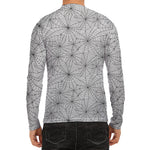 White And Black Spider Web Pattern Print Men's Long Sleeve Rash Guard
