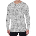 White And Black Spider Web Pattern Print Men's Long Sleeve T-Shirt