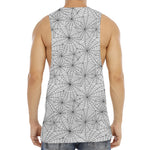 White And Black Spider Web Pattern Print Men's Muscle Tank Top